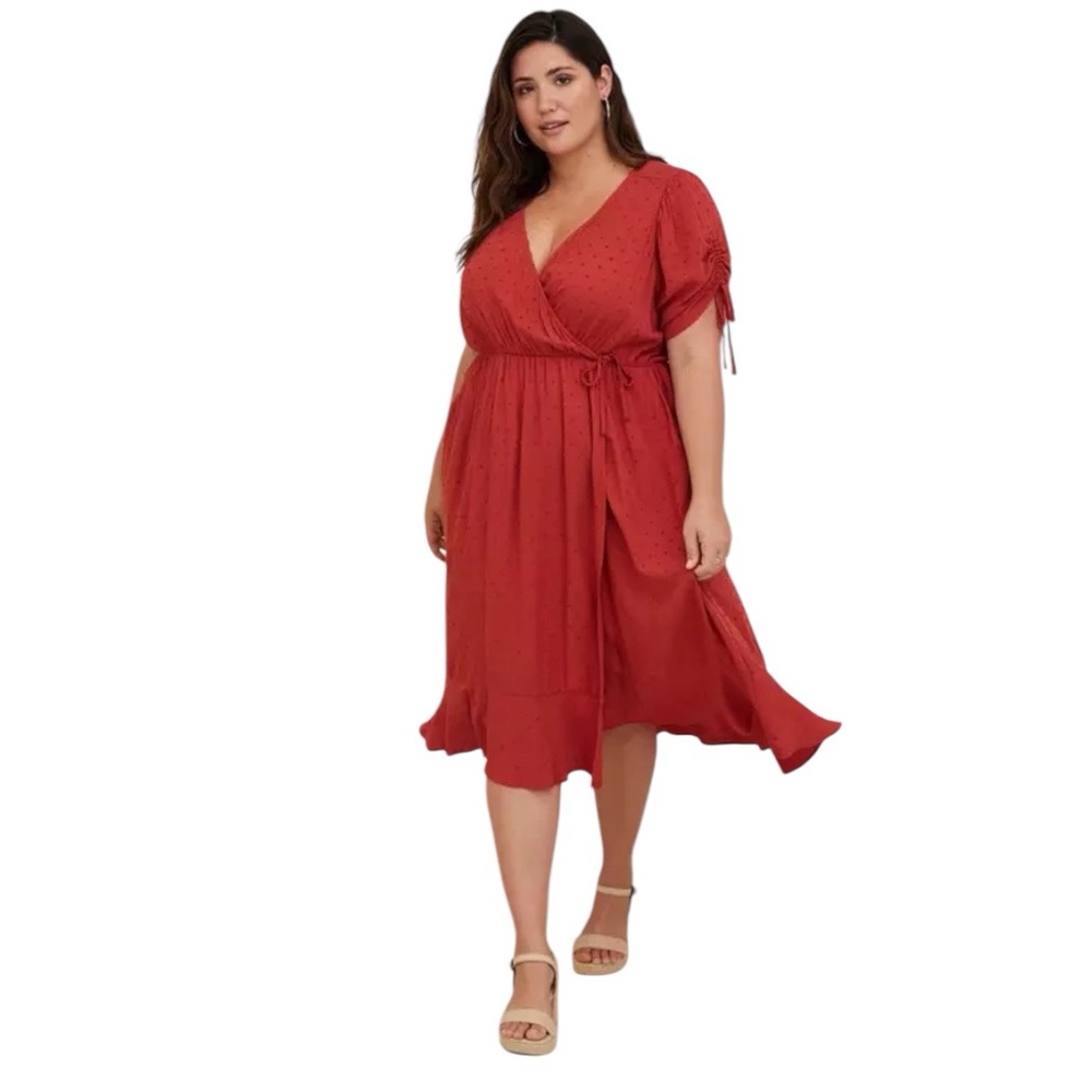 Torrid Midi Swiss Linen Surplice Dress